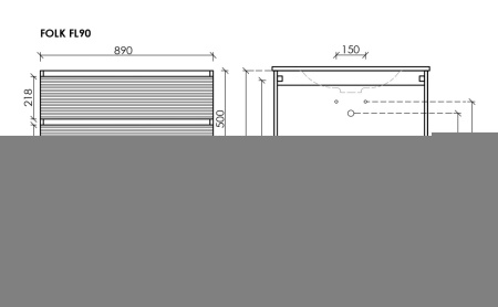 Тумба под раковину Sancos FOLK FL90CP 90х40 подвесная цвет бежевый